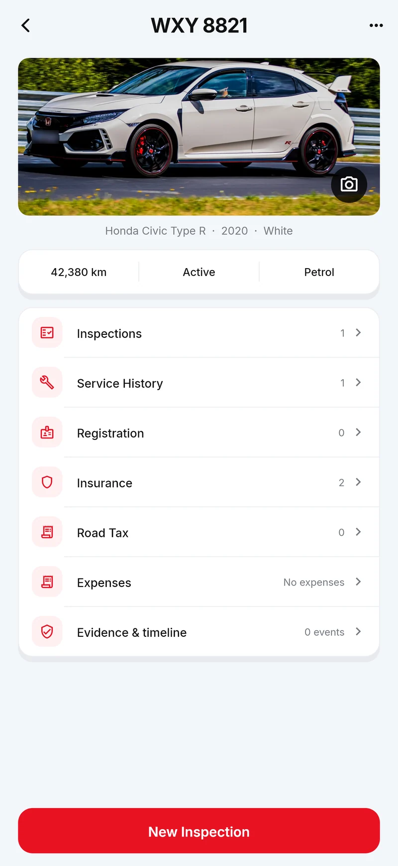 A vehicle's passport with its photo, details and every kind of record